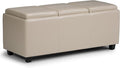 SIMPLIHOME Avalon 42 inch Wide Contemporary Rectangle Storage Ottoman in Satin by SimpliHome