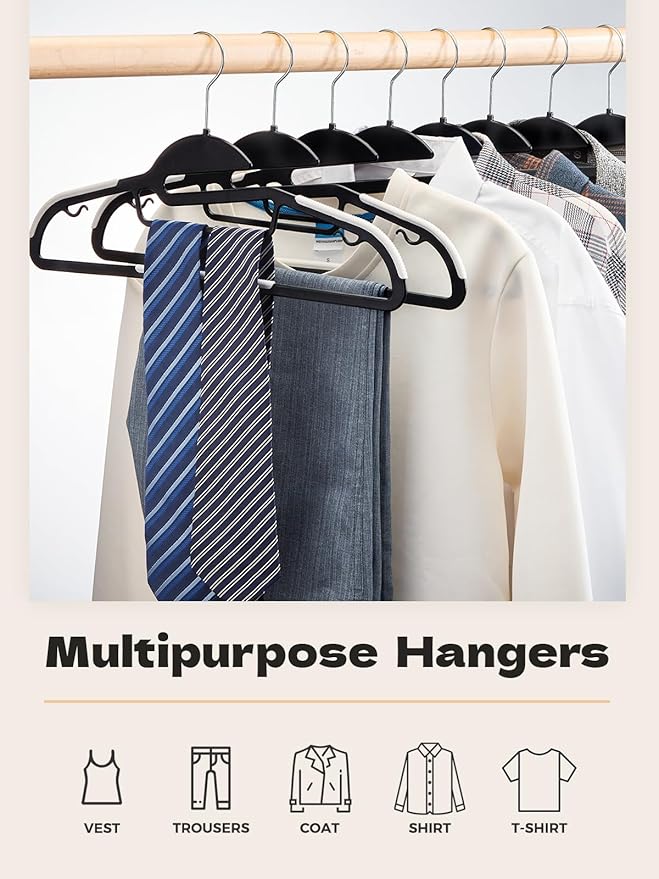 HOUSE DAY Heavy Duty Plastic Hangers 100 Pack, Non Slip Hangers - Image 2