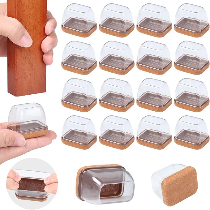 Ezprotekt 16 Pcs Rectangle Clear Silicone Chair Leg Floor Protectors by VisittheEzprotekt