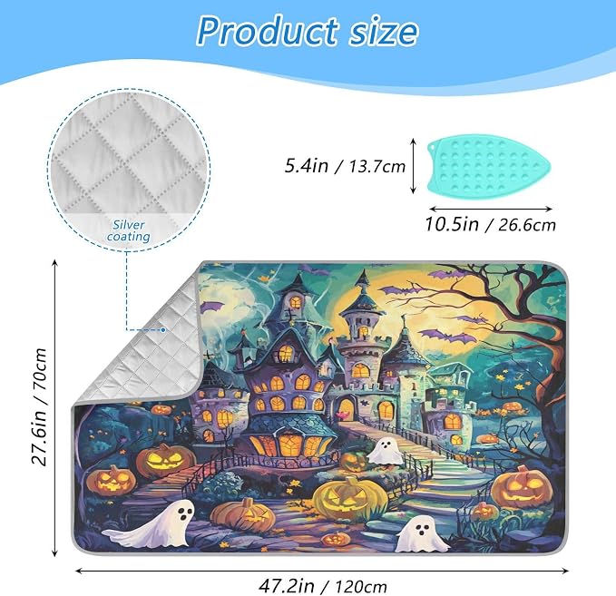 Cute Cartoon Halloween Bat Castle Ghost Pumpkin Ironing Mat Thickened Ironing - Image 2