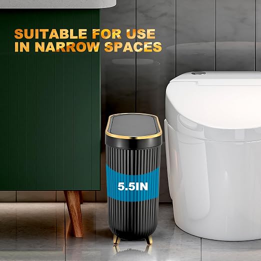 Bathroom Trash Can with Lid 3.1 Gallon Narrow Trash Can Small Plastic Trash Bin - Image 6