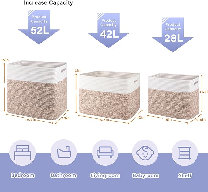 OIAHOMY Storage baskets for Shelf, Large Collapsible Storage Bins, Blanket - Image 2