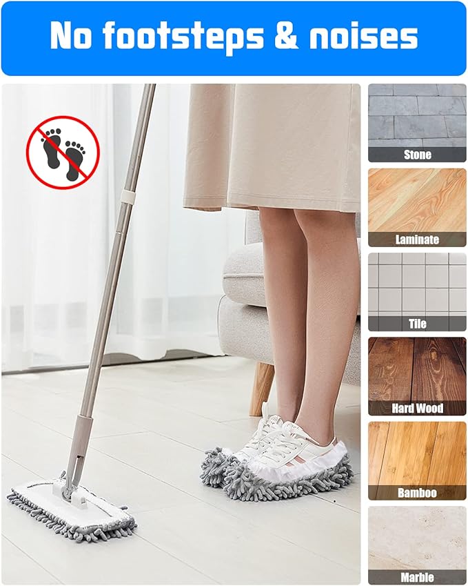 8 Pcs Mop Slippers Socks Floor Cleaning, Microfiber Shoe Covers dust Washable - Image 6