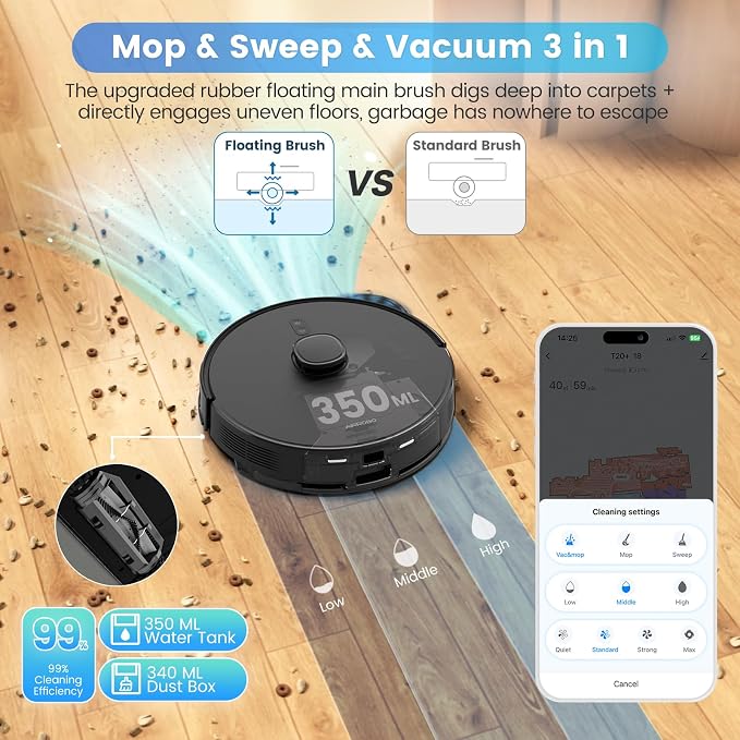 AIRROBO Robot Vacuum and Mop Combo, Self-Emptying, 60-Day Capacity, Home Mapping - Image 5