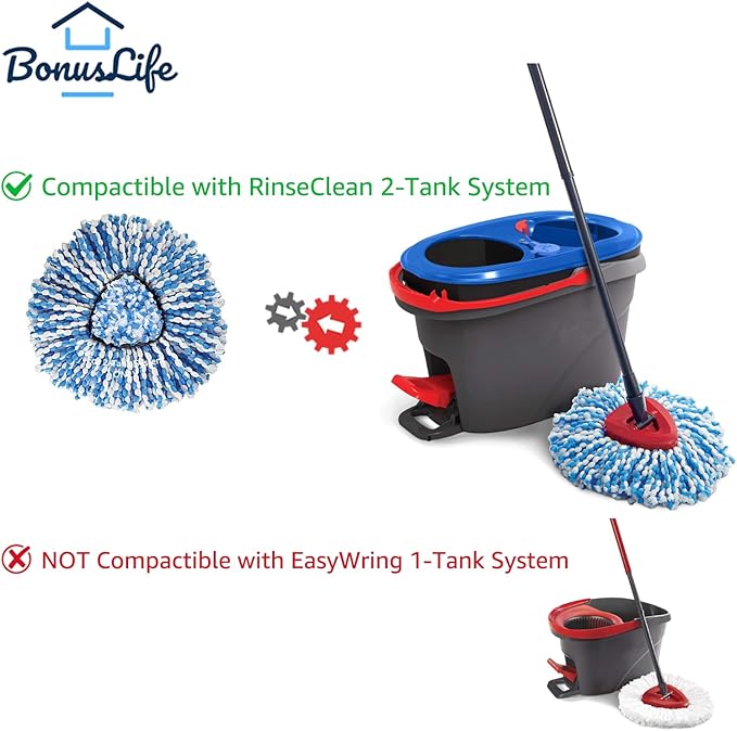 BonusLife 8-Pack Mop Head for O-Ceda RinseClean Spin Mop Refill 2-Tank System - Image 2