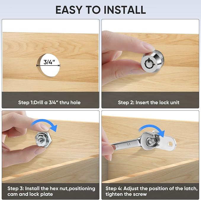 PTEROMY 2 Pack Cabinet Lock - Image 6