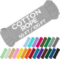 TECEUM Cotton Rope 3/16” – 50 FT – Strong All-Purpose Braided Rope – Natural by TECEUM