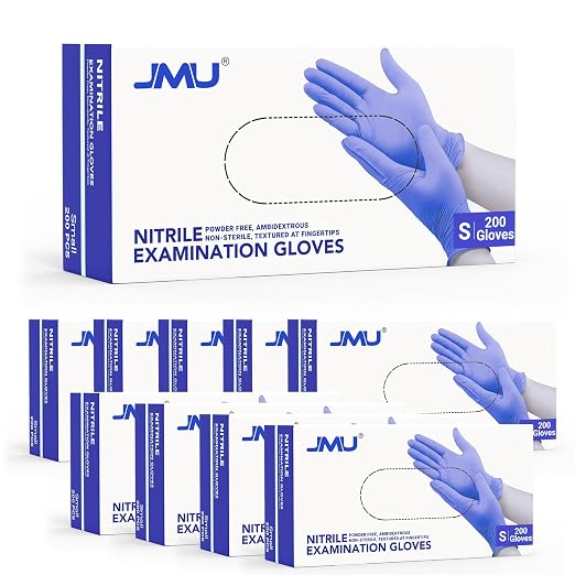 JMU Nitrile Gloves Small Bulk 2000 Count, 3.5 Mil Disposable Gloves Latex-Free by JMU