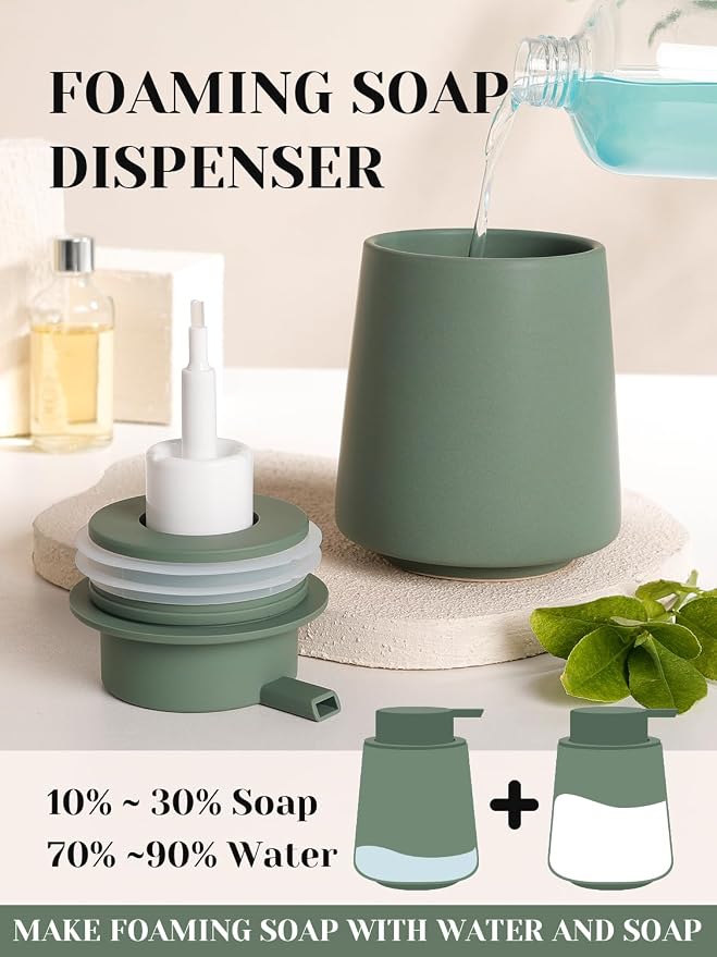 INGOFIN Ceramic Foaming Soap Dispenser -14 oz Foam Hand Soap Dispenser Bathroom - Image 3