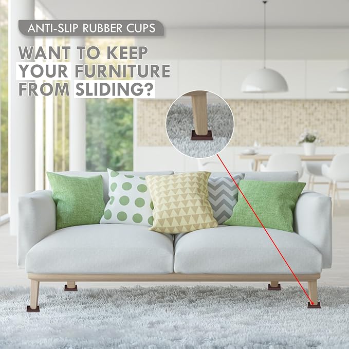 Non Slip Furniture Pads, 2.5” Round Rubber Caster Cups, Anti-Slip Gripper - Image 3