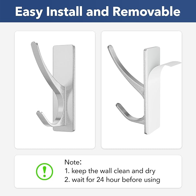 Stick on Hooks for Hanging, Extra Sticky 6KG, Coat Hook on Door for Towel Coat - Image 4