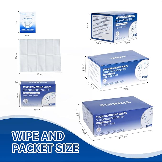 50-Pack Stain Remover Wipes, Portable Clothing Stain Remover Wipes, Instant - Image 3