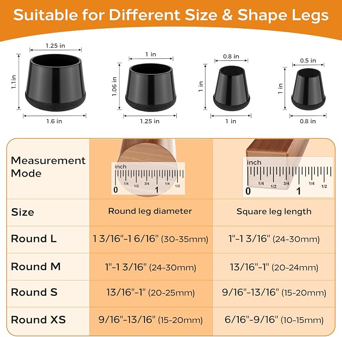 Meldel 24 PCS Silicone Chair Leg Floor Protectors Extra Small Rubber Felt - Image 2