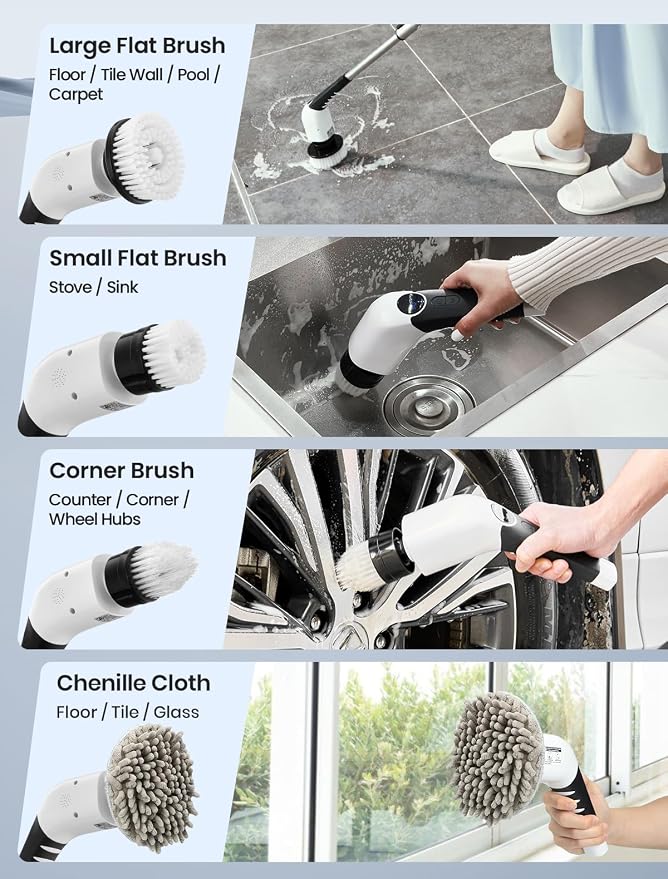 Electric Spin Scrubber, 2025 New Cordless Shower Cleaning Brush - Image 6