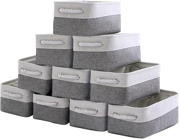 Storage Baskets 12x8x5 inch 10 Pack Fabric Baskets Foldable Storage Bins by Sacyic