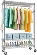 Heavy Duty Rolling Garment Rack 3 Tiers Adjustable Wire Shelving Clothes Rack by MEIGAOPLASTICANDMETALHKCOLIMITED