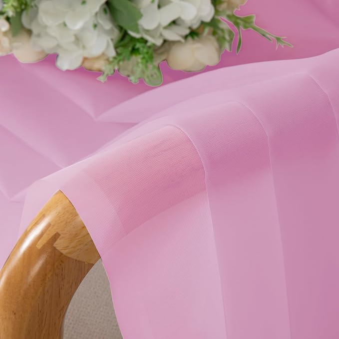 Chyhomenyc Pink Sheer Valances for Window 2 Pack, 42Wx14L Inches Small Sheer - Image 6