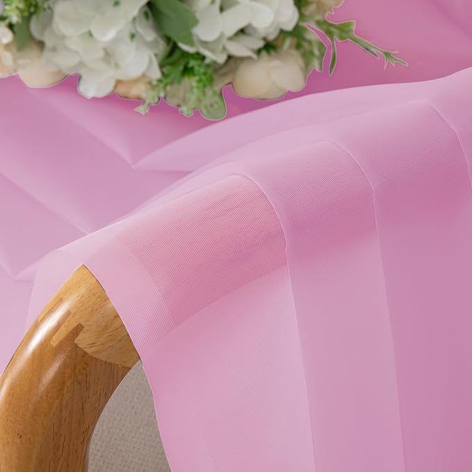Chyhomenyc Pink Sheer Curtains 30 inch Length 2 Panels, Light Filtering Voile - Image 3