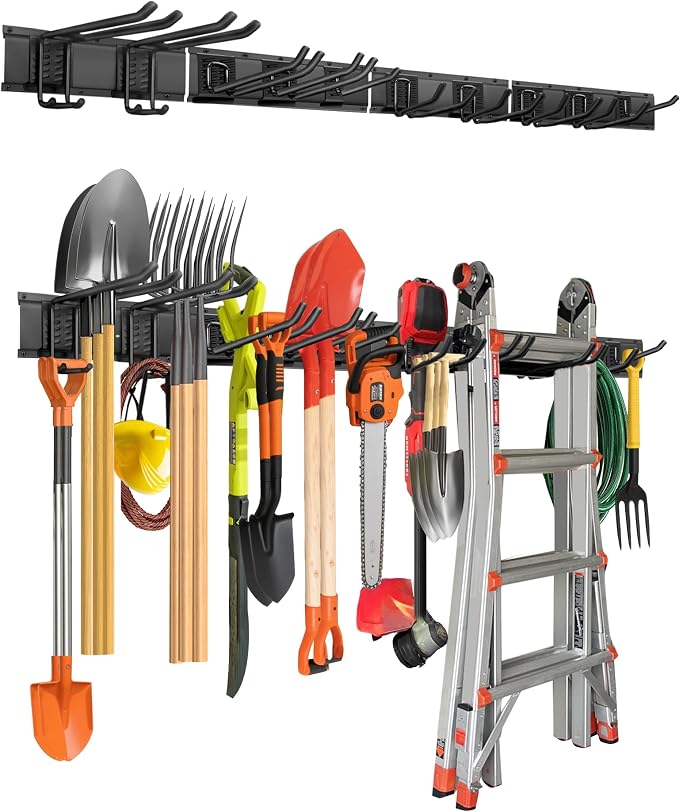 64 inches Garage Tool Organizer Wall Mount, Heavy Duty Garden Tool Organizer by PIYILO