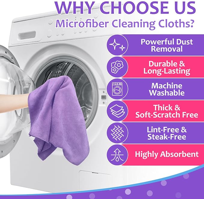 Newwiee 3 Pcs Extra Large Microfiber Cleaning Cloth 30" x 20" Washable Reusable - Image 4