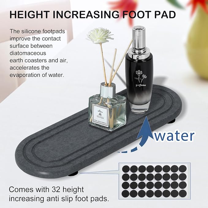 2PCS Water Absorbing Stone Tray, Fast Drying Diatomite Stone Sink Tray - Image 2