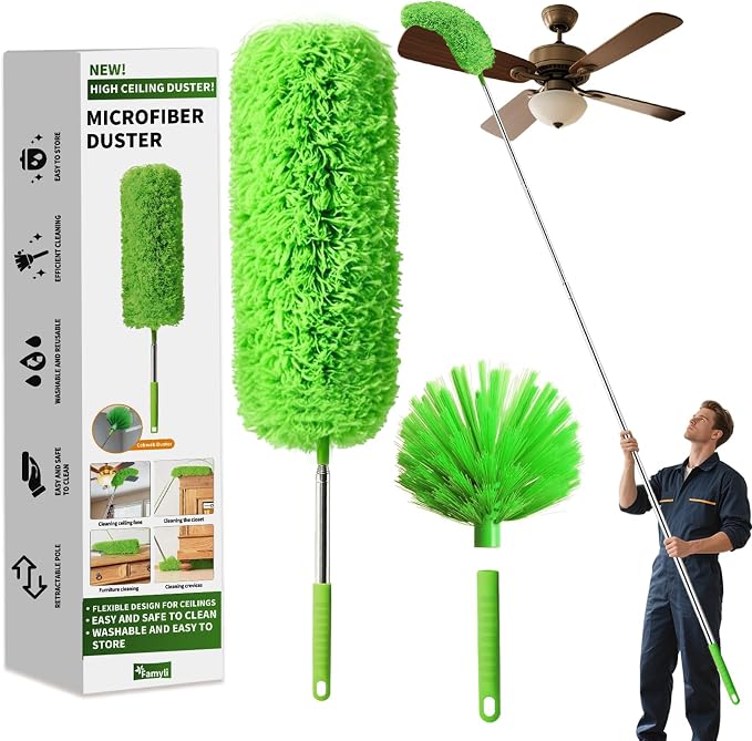 Cobweb Duster with Extension Pole, Washable Cleaning Duster Set with 2 Duster by Unknown