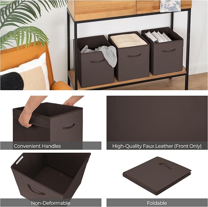 StorageWorks Brown Storage Cubes, 11 Inch Cube Storage Bins - Image 5