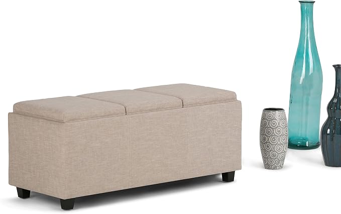 SIMPLIHOME Avalon 42 inch Wide Contemporary Rectangle Storage Ottoman in - Image 3