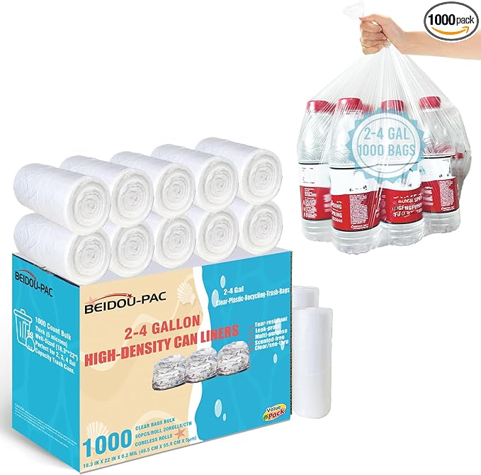 2-4 Gallon Trash Bags, Small Multi-purpose Garbage Bags by BEIDOU-PAC