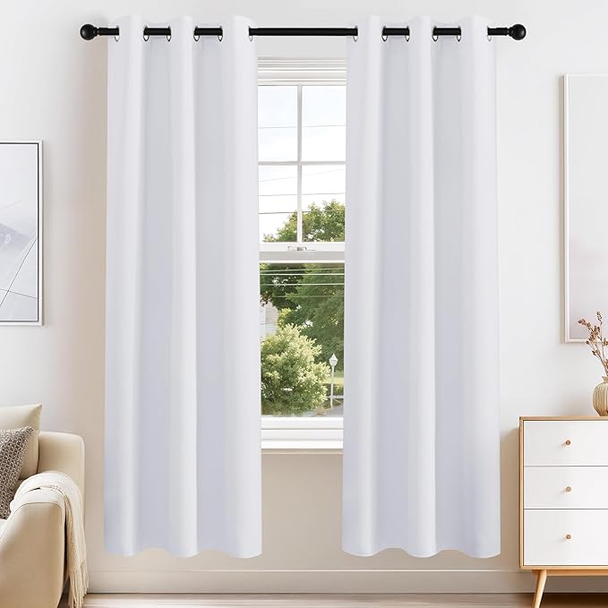 PONY DANCE Pure White Room Darkening Curtains by PONYDANCE