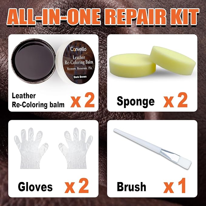 Dark Brown Leather Repair Kit, Dark Brown Leather Recoloring Balm, Leather Dye - Image 2