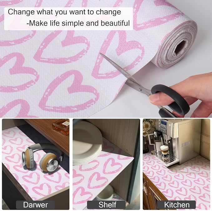 Pink Heart Shelf and Drawer Liner - Image 5