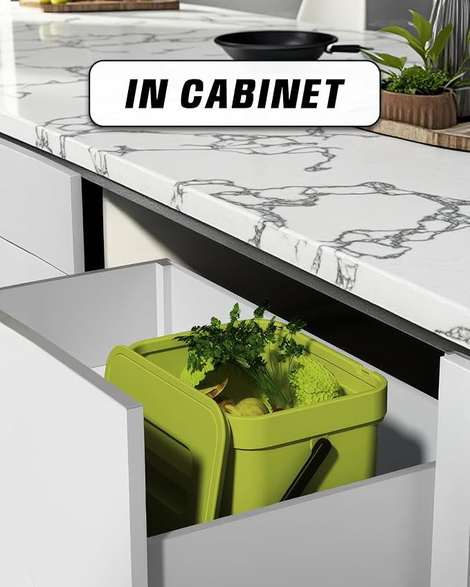 Countertop Compost Bin Kitchen, 1.8 Gallons Hanging Trash Can - Image 9