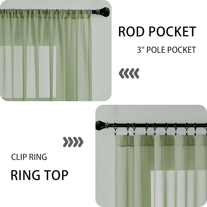 Tollpiz Small Sheer Door Curtain Closet Linen Textured Curtain Sheers Doorway - Image 5