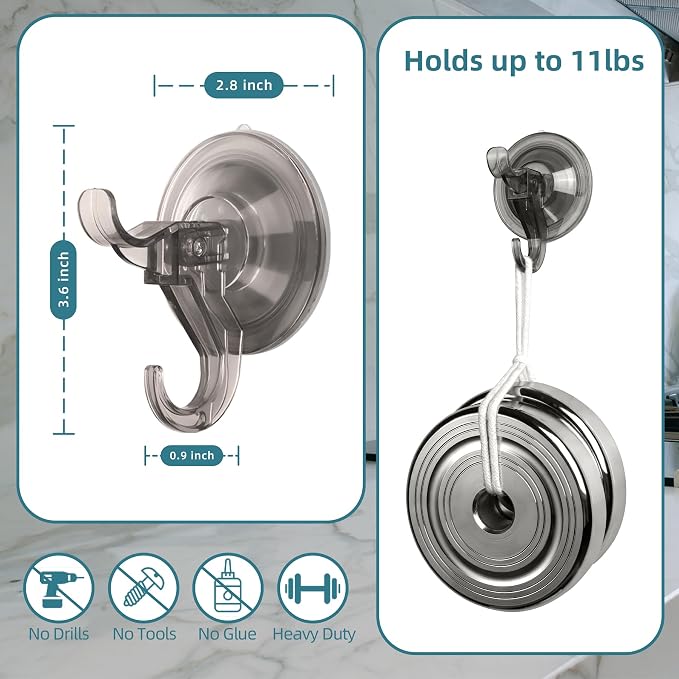 Antimbee Suction Hooks, 5 Pack Clear Hanger, Removable Small Suction Cups - Image 3