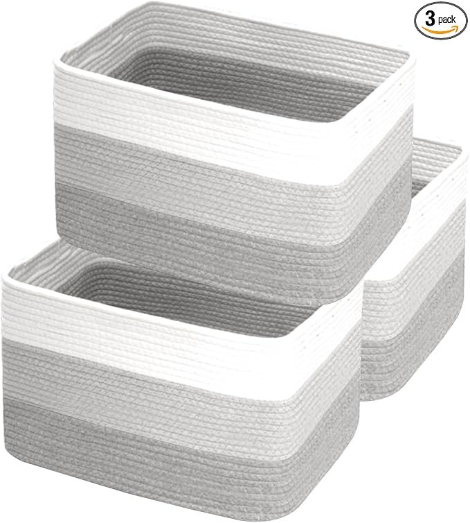 Hopegiver Woven Storage Baskets 15x11x10 Inch, 3 Pack Collapsible Cube Storage by HOPEGIVER