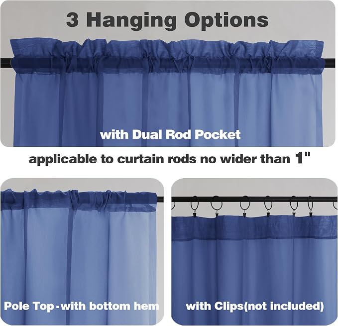 Chyhomenyc Sheer Valances for Windows 2 Pack, Small Window Curtains for Living - Image 4