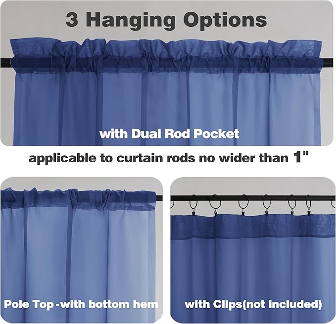 Chyhomenyc Sheer Valances for Windows 2 Pack, Small Window Curtains for Living - Image 5