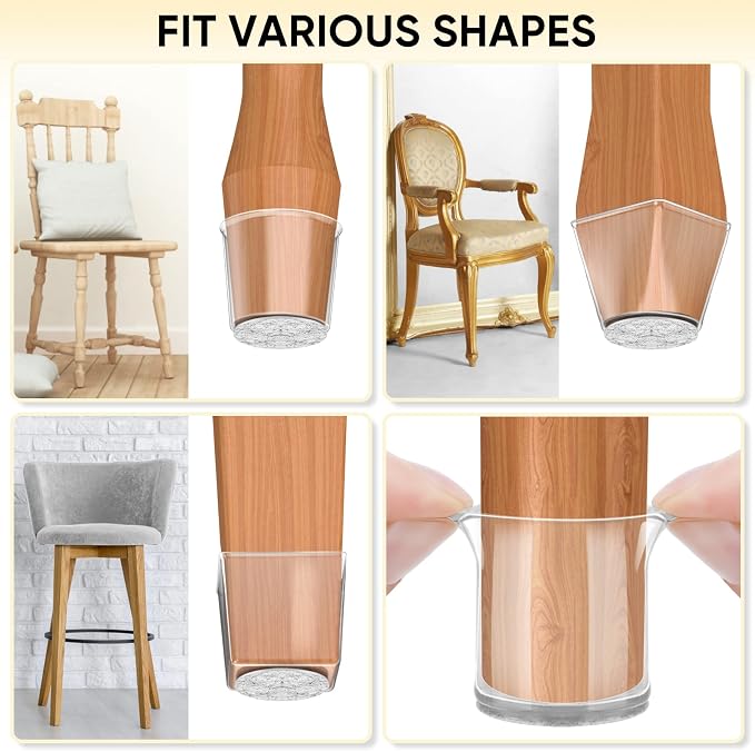 BALEINE 32 Pack Silicone Chair Leg Floor Protectors, Stool Leg Protectors Cap - Image 7