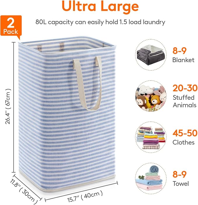 Lifewit 2 Pack Laundry Hamper Large Collapsible Laundry Baskets, Freestanding - Image 3