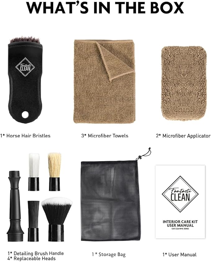 Fantasticlean 9PCS Car Interior Detailing Set, Microfiber Cloth & Applicator - Image 8