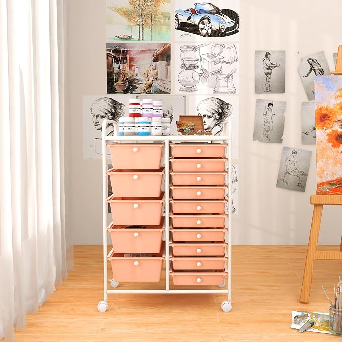 GOFLAME 15-Drawer Rolling Storage Cart, Utility Cart - Image 8
