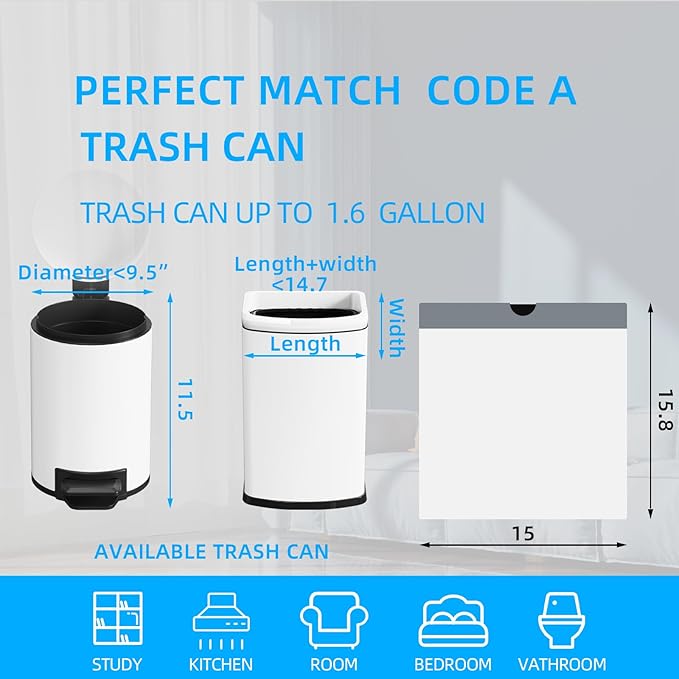 120 Counts 1.6 Gallon Mini Drawstring Trash Bags, Small Garbage Bags by KSSKSS - Image 2