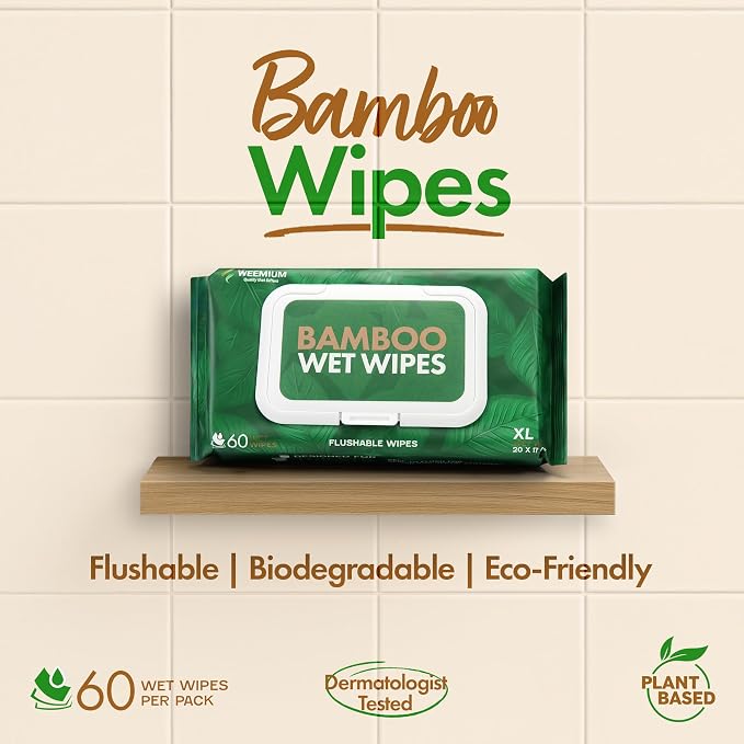 Weemium Bamboo Wipes – Pack of 4 – Organic, FSC Certified & Septic Safe – 99% - Image 3