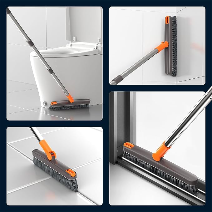 AIR U+ Grout Brush with Long Handle 180° Swivel Scrub Brush with Tweezers to - Image 6