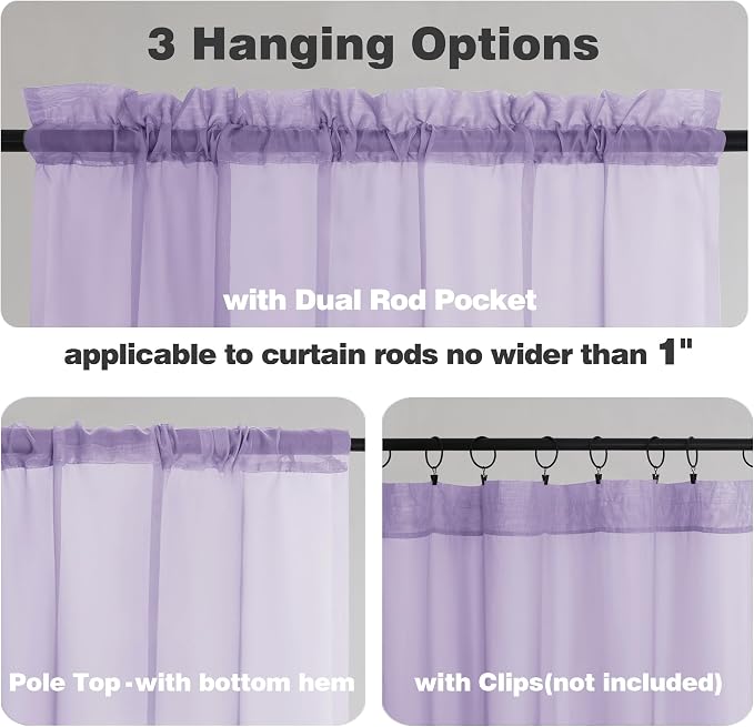 Chyhomenyc Sheer Valances for Windows 2 Pack, Small Window Curtains for Living - Image 5