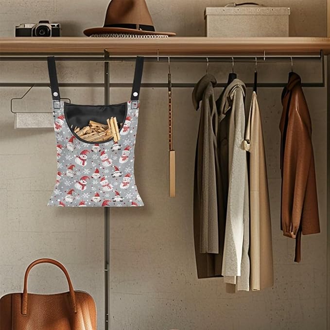 Cute Snowman Large Capacity 14.5 x 12 Inch Clothespin Bag - Image 5