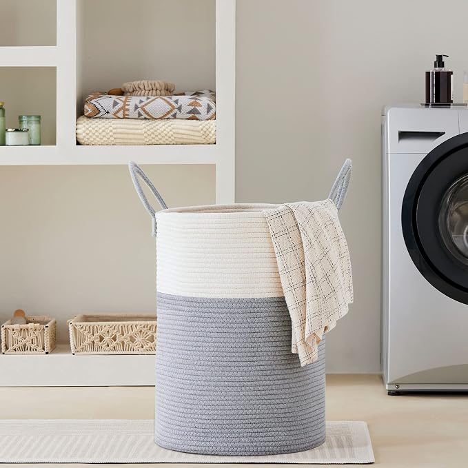 VIPOSCO Large Laundry Hamper, Tall Woven Rope Storage Basket - Image 7