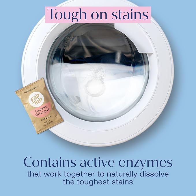 Fab Tab Laundry Detergent Tablets, Plant-Based Formula, Removes Tough Stains - Image 3