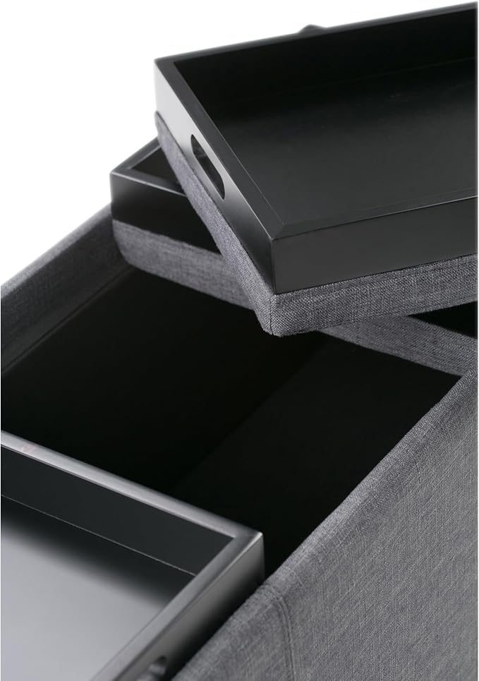 SIMPLIHOME Avalon 42 Inch Wide Contemporary Rectangle Storage Ottoman in Slate - Image 5